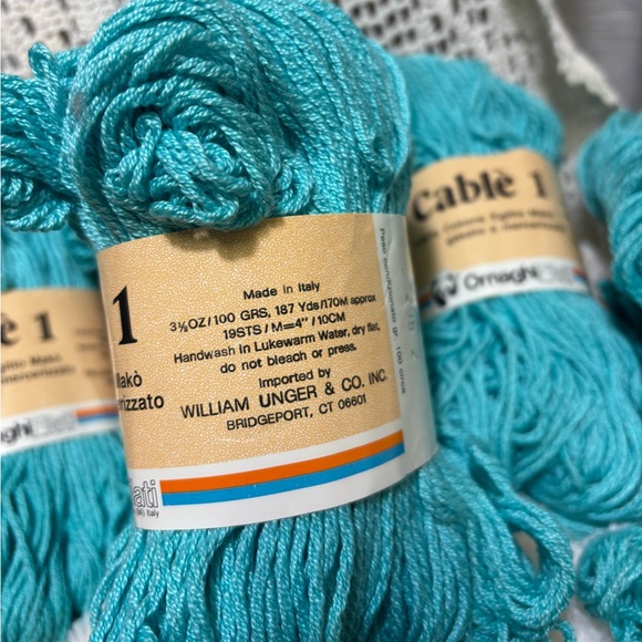 Vintage “Ornaghi Filati” Egyptian Cotton made in Italy. 7 Skeins, color: Teal - Picture 3 of 6